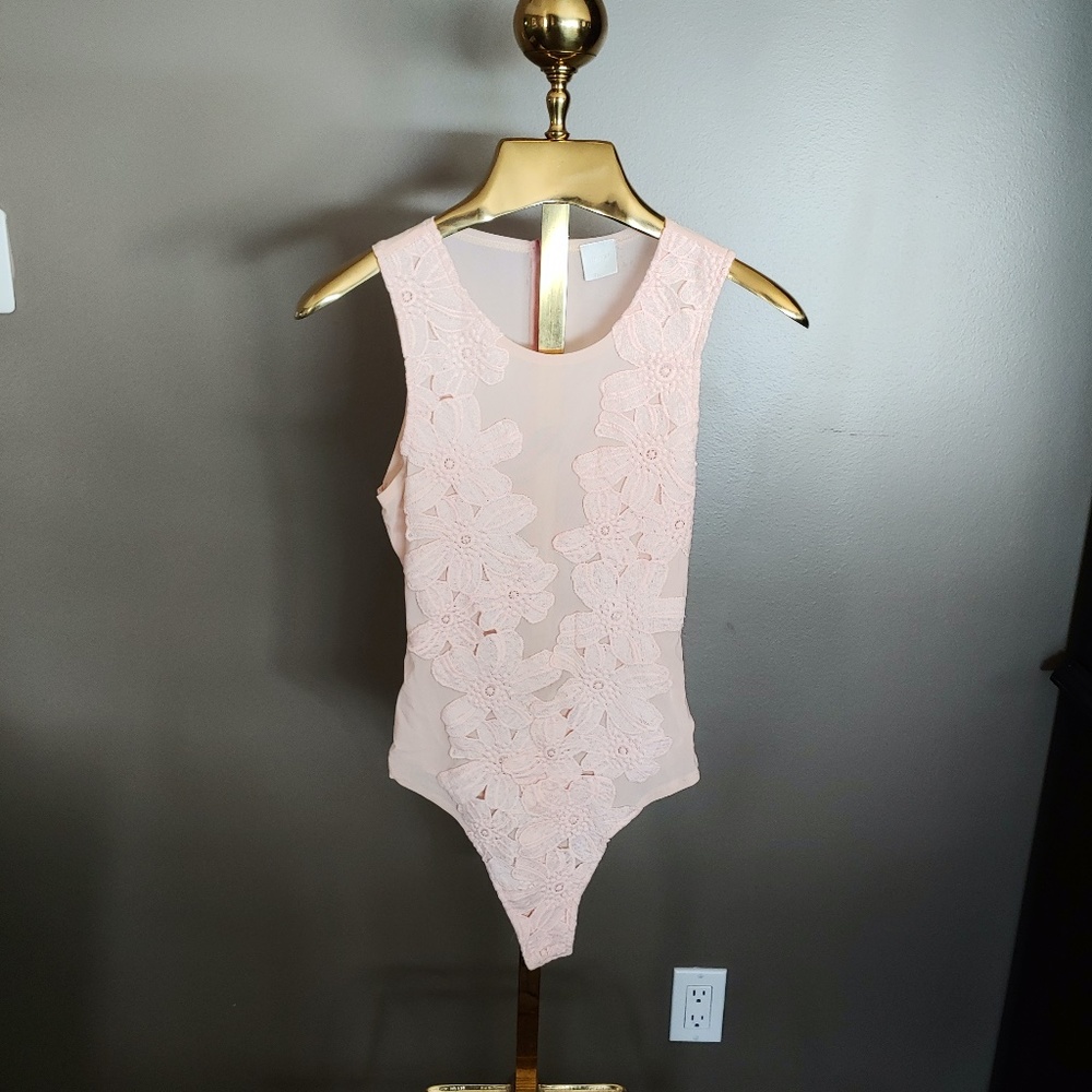 Repop Peach Lace Mesh Bodysuit